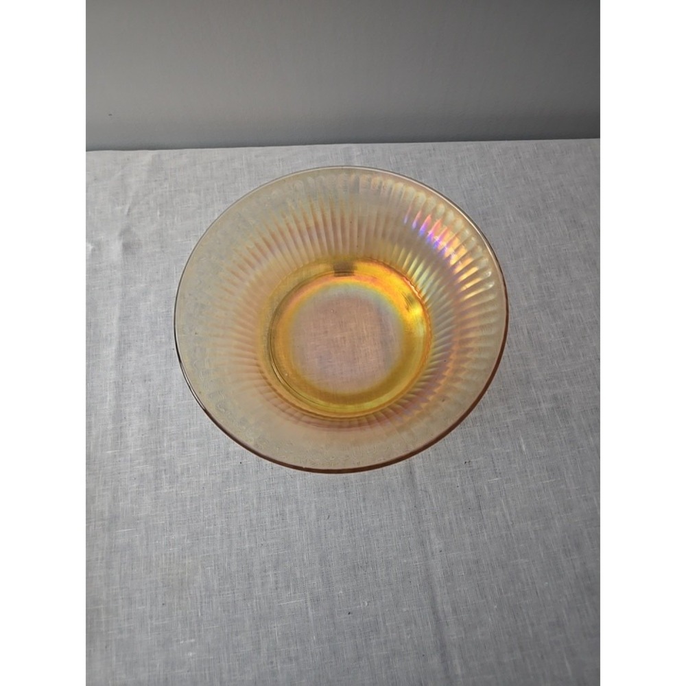 Vintage MCM Imperial Glass Marigold Carnival Glass Bowl Smooth Rays Pattern